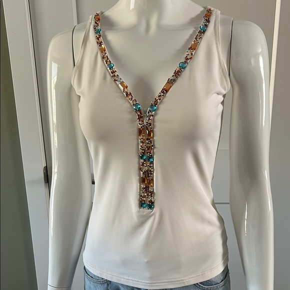 Joseph Ribkoff Jewelled Zip Tank Top - Picture 3 of 12